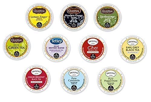 Book Cover 30 Count - Variety Decaf Tea K-Cup for Keurig K Cup Brewers and 2.0 Brewers - (10 Flavors, 3 K-Cups each)