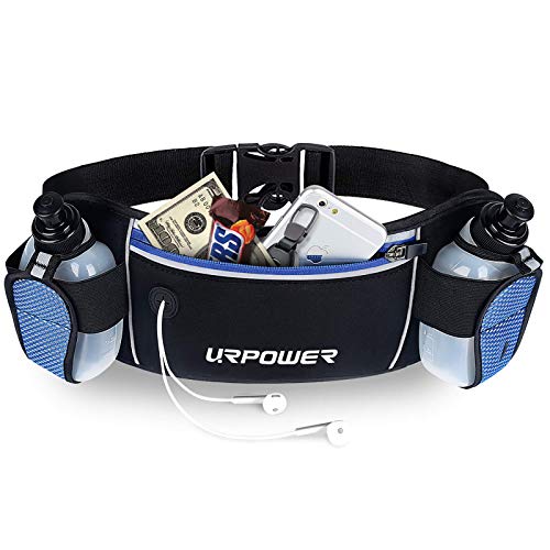 Book Cover URPOWER Running Belt Multifunctional Zipper Pockets Water Resistant Waist Bag, With 2 Water Bottles Waist Pack for Running Hiking Cycling Climbing. And for 6 inches Smartphones