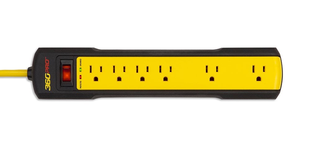 Book Cover 360 Electrical 36003 Pro Heavy Duty Surge Strip, Black/Yellow