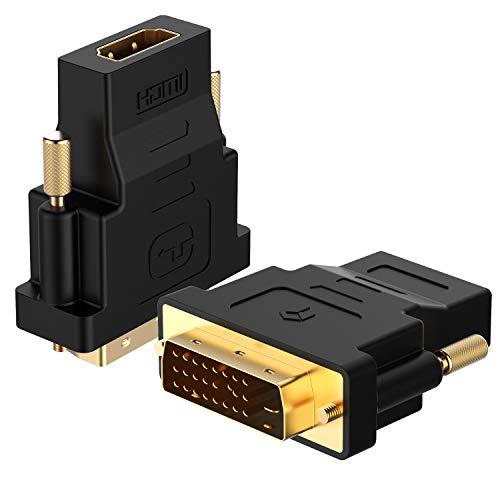 Book Cover Rankie DVI to HDMI Adapter, 2-Pack Gold-Plated 1080P Male to Female Converter (Black)