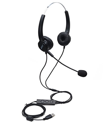 Book Cover AGPtEKÂ® USB Stereo Binaural Headset Corded Call Center Headphone with Noise-Canceling Mic and Volume Control - For Phone Sales, Telephone Counseling Services, Insurance, Hospitals, Banks, Telecom operators, Enterprises