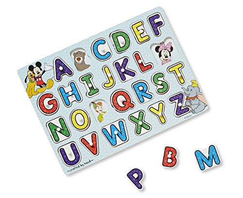 Book Cover Melissa & Doug Disney Classics Alphabet Wooden Peg Puzzle (26 pcs)