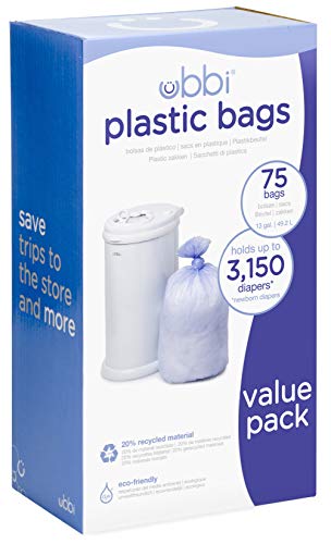 Book Cover Ubbi Plastic Bags, Nappy Refill Bags 75 - Pack, 3 - Count
