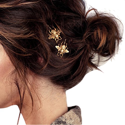 Book Cover BESSKY 2PCS Style Exquisite Gold Bee Hairpin Side Clip Hair Accessories