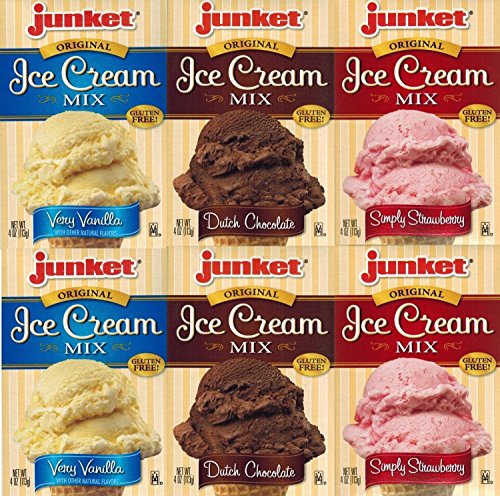 Book Cover Junket Ice Cream Mix Bundle - 2 Vanilla, 2 Chocolate, 2 Strawberry (6 Total)