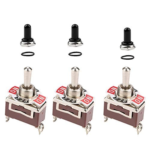 Book Cover ESUPPORT Silver Contact Heavy Duty 20A 125V 15A 250V SPST 3 Terminal Pin (ON)-OFF-(ON) Momentary Rocker Toggle Switch Metal Bat Pack of 3