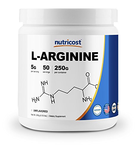 Book Cover Nutricost L-Arginine (250 Grams) - Pure L-Arginine Powder - 5000mg Per Serving; 50 Servings