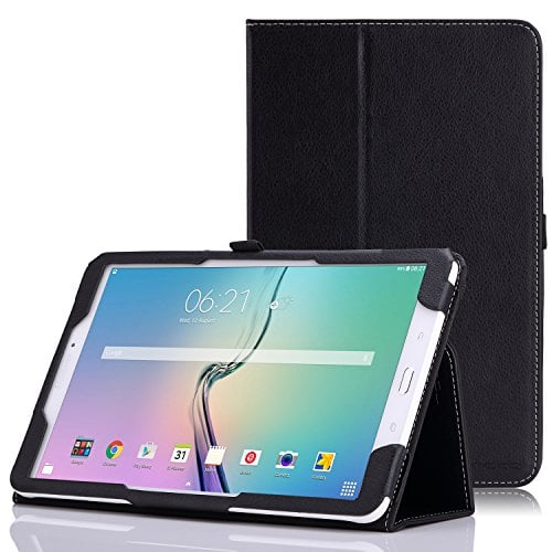 Book Cover MoKo Case for Samsung Galaxy Tab E 9.6 - Slim Folding Cover for Samsung Galaxy Tab E Wi-Fi/Tab E Nook 9.6-Inch Tablet Verizon 4G LTE Version, Black (NOT FIT Tab E 8.0 inch Tablet)
