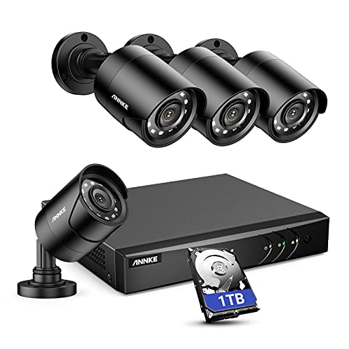 Book Cover ANNKE 8CH H.265+ 3K Lite Surveillance Security Camera System with AI Human/Vehicle Detection, 4 x 1920TVL 2MP Wired CCTV IP66 Cameras for Indoor Outdoor Use, Remote Access, 1TB Hard Drive Included