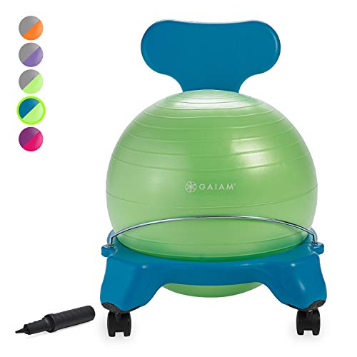 Book Cover Gaiam Kids Balance Ball Chair - Classic Children's Stability Ball Chair, Alternative School Classroom Flexible Desk Seating for Active Students with Satisfaction Guarantee, Purple