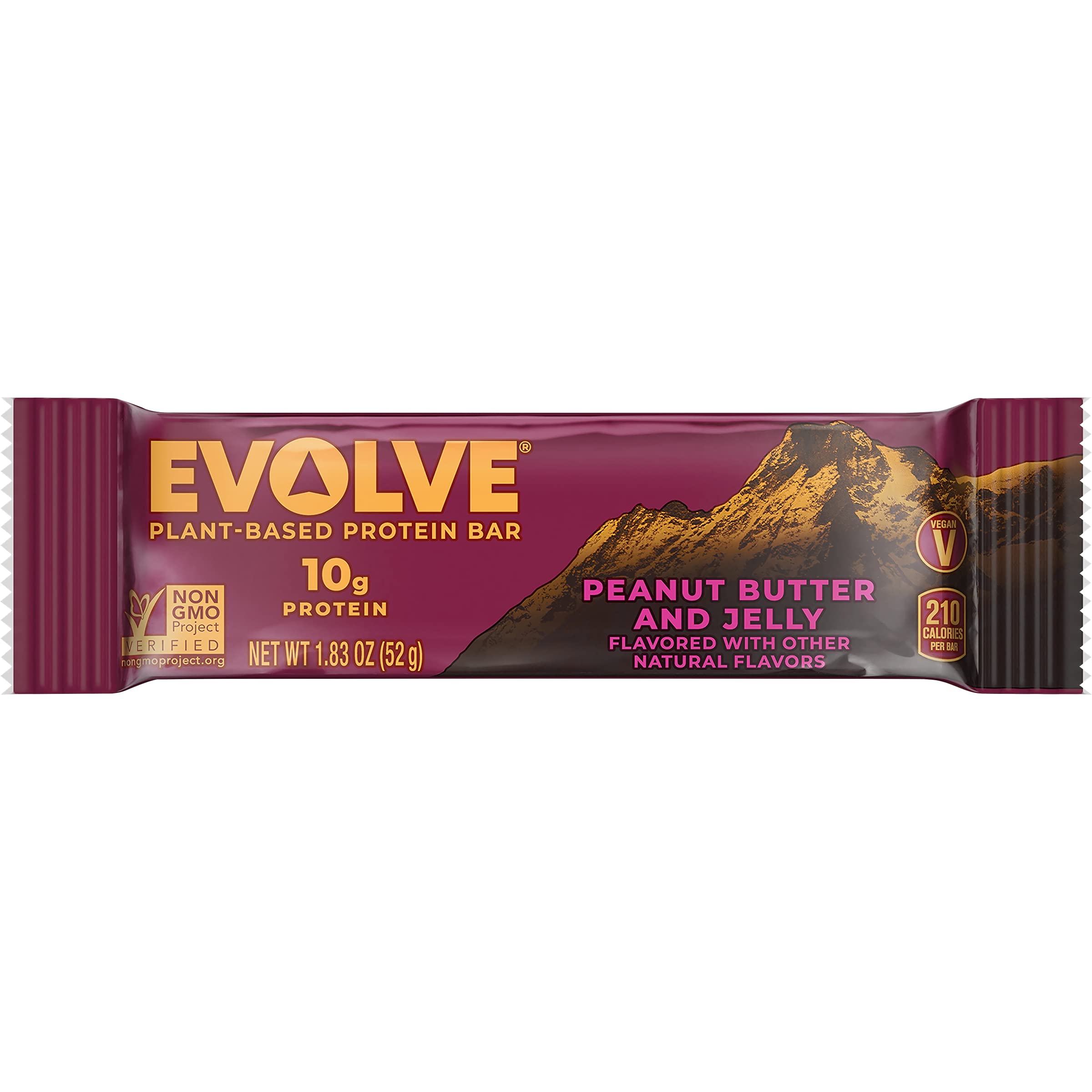 Book Cover Evolve Plant-Based Protein Bars, Peanut Butter & Jelly, 10g Protein,1.83Oz 12 Count