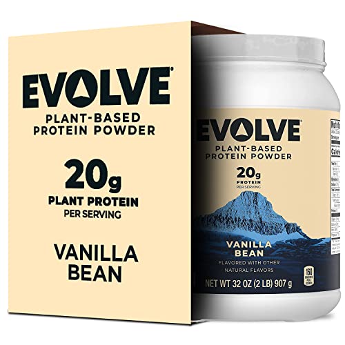 Book Cover Evolve Plant Based Protein Powder, Vanilla Bean, 20g Vegan Protein, Dairy Free, No Artificial Flavors, Non-GMO, 3g Fiber, Amazon Exclusive, 2 Pound (Packaging May Vary)