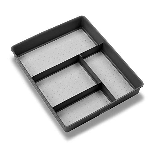 Book Cover madesmart Basic Gadget Tray Organizer - Granite | BASIC COLLECTION | 4-Compartments | Multi-Purpose Storage | Soft-grip lining and Non-slip Rubber Feet | Easy to Clean | Durable | BPA-Free