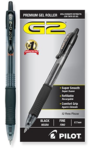 Book Cover Pilot G2 Retractable Premium Gel Ink Roller Ball Pens Fine Point Black Ink Dozen Box (31020)