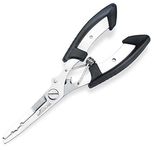 Book Cover Booms Fishing H1 Fishing Pliers Saltwater Stainless Steel Tools with Sheath Lanyard 6.7 inches , Black Pliers