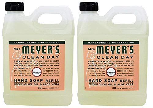 Book Cover MRS. MEYER'S CLEAN DAY Liquid Hand Soap Refill, 33 oz, Geranium, 2 pk