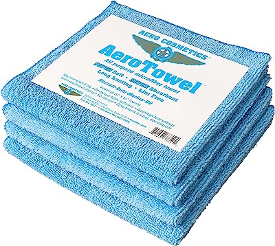 Book Cover Aero Cosmetics All-Purpose Microfiber Cleaning Towels (4-Pack) Cleaning Cloth for Wet or Waterless Wash - Highly Absorbent, Lint-Free, Car, RV, Motorcycle, Kitchens, Bathrooms