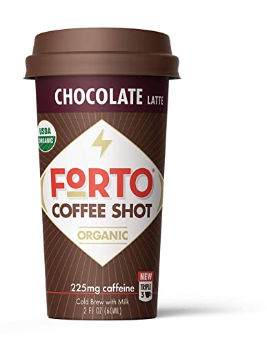 Book Cover FORTO Coffee Shots - 200mg Caffeine, Chocolate Latte, High Caffeine Cold Brew Coffee, Bottled Fast Coffee Energy Boost, 2 Fl Oz (Pack of 12)