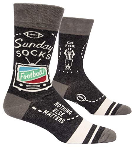 Book Cover Sunday Socks. Blue Q Men's Funny Football-Watching Socks (fit shoe size 7-12)