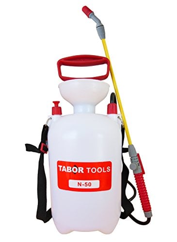 Book Cover TABOR TOOLS 1.3 Gallon Lawn and Garden Pump Pressure Sprayer for Herbicides, Fertilizers, Mild Cleaning Solutions and Bleach, Includes Shoulder Strap (1.3 Gallon, Yellow Wand). N50A.