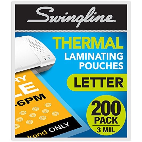 Book Cover Swingline Thermal Laminating Pouch, Letter Size, Standard Thickness, 200/Pack (3202062)