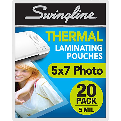 Book Cover Swingline Laminating Sheets, Thermal Laminating Pouches 5 x 7 Photo Size, 5mil, 20 Pack (3202063)