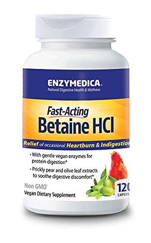 Book Cover Enzymedica, Betaine HCl, Occasional Heartburn and Indigestion Support, 120 Capsules