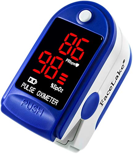 Book Cover FaceLake ® FL400 Pulse Oximeter Fingertip with Carrying Case, Batteries, Lanyard, and Warranty (Blue)