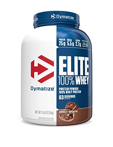 Book Cover Dymatize Elite 100% Whey Protein Powder, 25g Protein, 5.5g BCAAs & 2.7g L-Leucine, Quick Absorbing & Fast Digesting for Optimal Muscle Recovery, Chocolate Cake Batter, 5 Pound