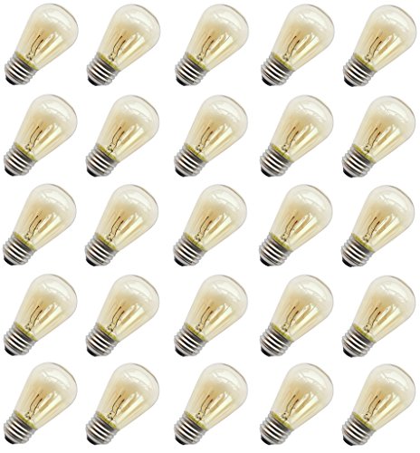 Book Cover 11 Watt Outdoor Light Bulbs, Rolay S14 Warm Replacement Bulbs for Outdoor Patio String Lights with E26 Base, Pack of 25