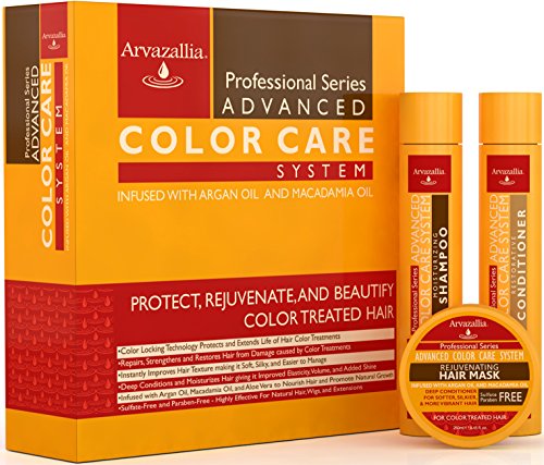 Book Cover Advanced Color Care Sulfate Free Shampoo and Conditioner Set for Color Treated Hair with Argan Oil and Macadamia Oil By Arvazallia - Shampoo, Conditioner, and Deep Conditioner Hair Mask