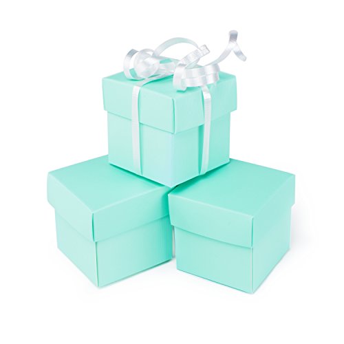Book Cover Mini Small Square Cube Robin's Egg Blue Gift Boxes with Lids for Party Favors, Decoration, Weddings, Birthdays, and more. 2