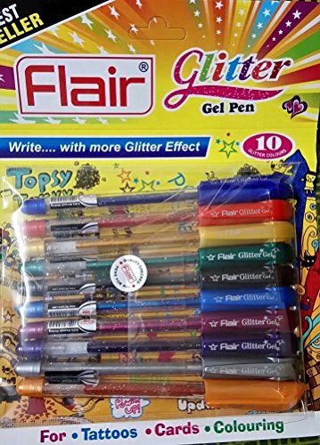 Book Cover Xtra Sparkle Glitter Gel 10 Colours Xtra Sparkle Gel Pen by Flair (Pack Of Two = 20 Pens)