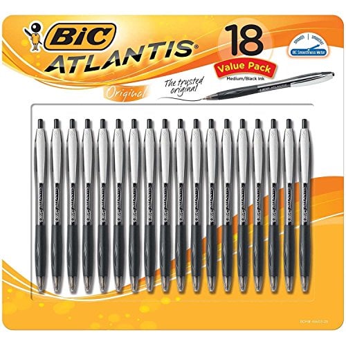 Book Cover BIC Atlantis Black Ink Pen (18 Pack)