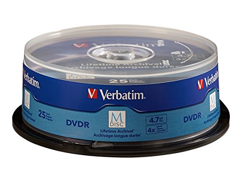 Book Cover Verbatim M-Disc DVD-R 4.7GB 4X with Branded Surface - 25pk Spindle - 98908, Blue