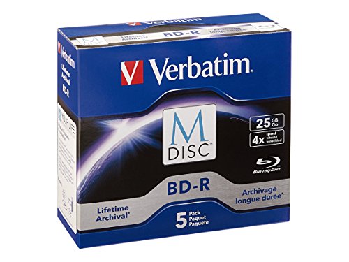 Book Cover Verbatim M-Disc BD-R 25GB 4X with Branded Surface - 5pk Jewel Case - 98900 Blue