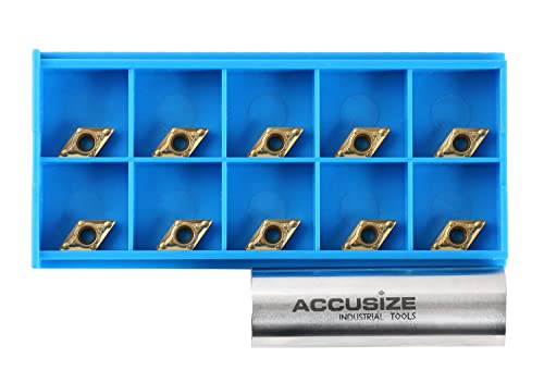 Book Cover Accusize Industrial Tools Dcmt21.51 Tin Coated Carbide Inserts, 10 Pcs/Box, 2104-1010