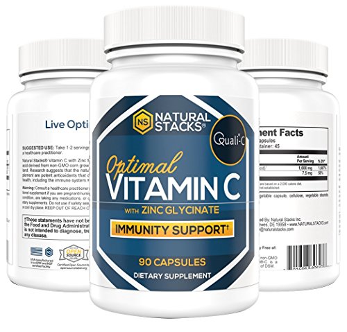 Book Cover Natural Stacks: Vitamin C Supplement - 90 Capsules - Immunity Support - Synergetic Protection - Improve Overall Health