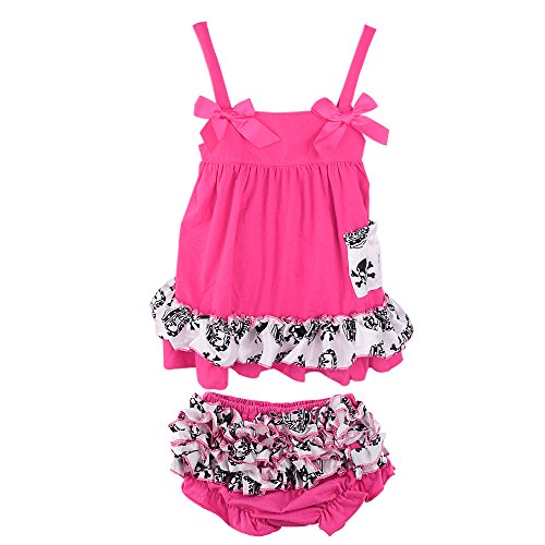 Book Cover Jubileens 2 PCS Baby Toddlers Infant Girls Cotton Cute Dress+ Underpants Outfit Sets