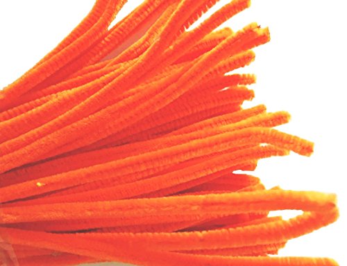 Book Cover Caryko Super Fuzzy Chenille Stems Pipe Cleaners, Pack of 100 (Orange)