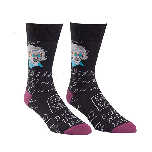 Book Cover Sock It To Me Relatively Cool Einstein Mens Crew Socks, Black, 7-13