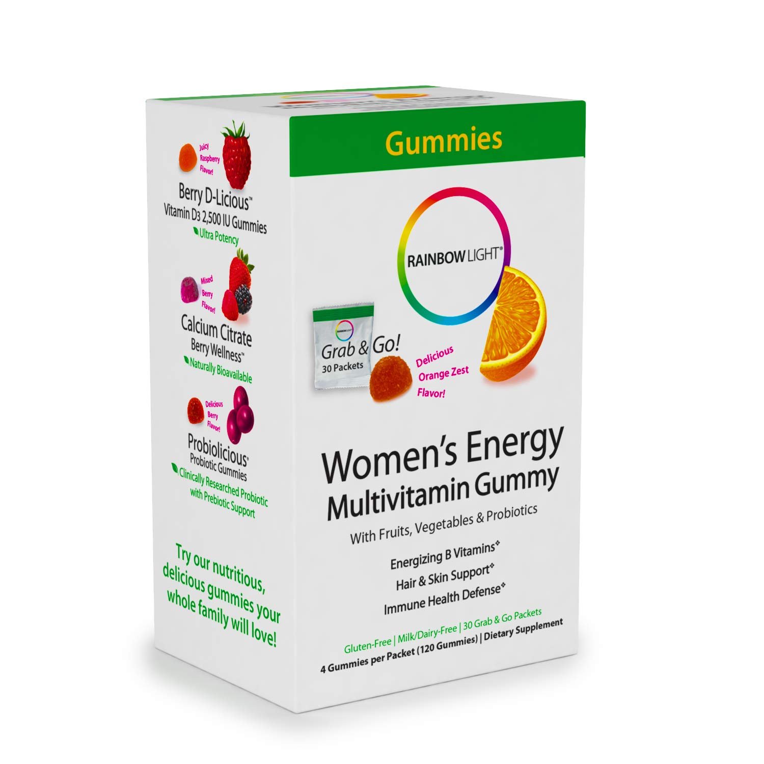 Book Cover Rainbow Light - Women's Energy Multivitamin Gummy, 30 Count, Probiotics