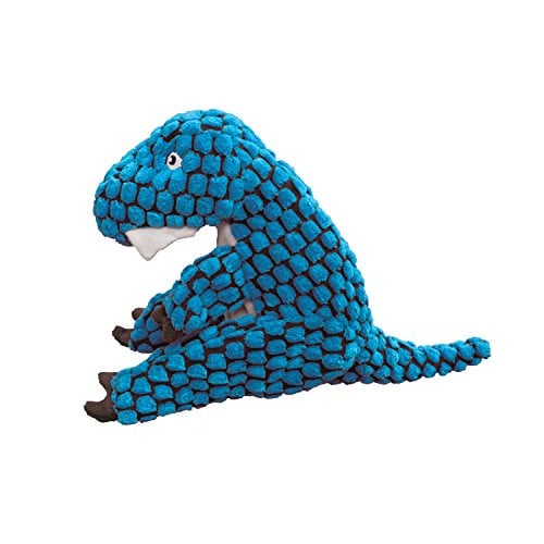 Book Cover KONG - Dynos T-Rex Blue - Dinosaur Squeak Dog Toy, Reinforced Lining and Varied Textures - for Large Dogs