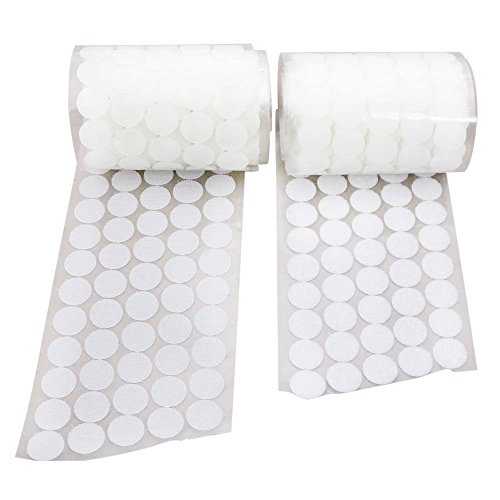 Book Cover Vkey 500pcs (250 Pair Sets) 20mm Diameter Sticky Back Coins Self Adhesive Dots Tapes White Compatible with Hook Loop
