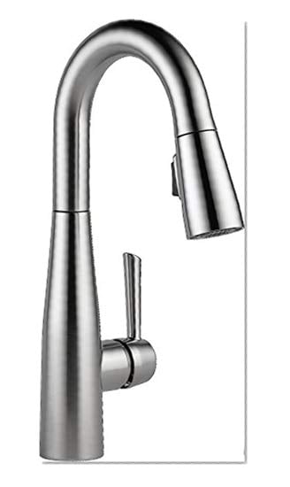 Book Cover Delta Faucet Essa Single-Handle Bar-Prep Kitchen Sink Faucet with Pull Down Sprayer and Magnetic Docking Spray Head, Arctic Stainless 9913-AR-DST