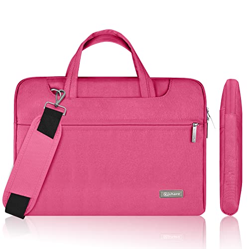 Book Cover Qishare 11.6 12 inch Laptop Case Laptop Shoulder Bag, Multi-Functional Notebook Sleeve Carrying Case with Strap for Notebook Microsoft Surface Pro 6/5/4/3 MacBook Air 11 12(Pink)