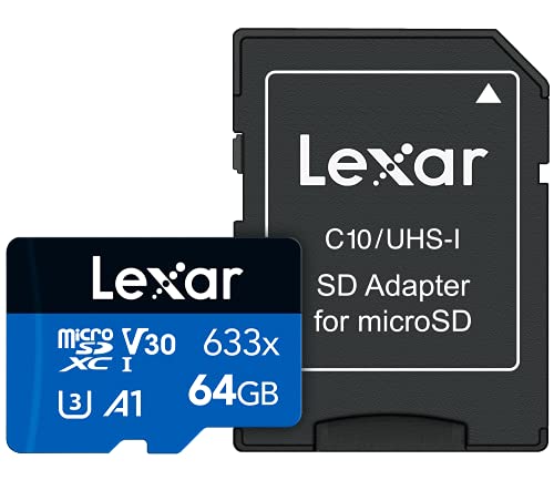 Book Cover Lexar High-Performance 633x 64GB microSDXC UHS-I Card w/ SD Adapter, Up To 100MB/s Read, for Smartphones, Tablets, and Action Cameras (LSDMI64GBBNL633A)