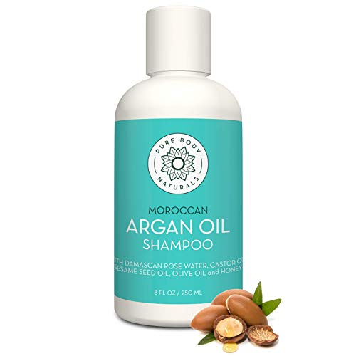 Book Cover Moroccan Argan Oil Shampoo, 8 Fl Oz - Smooths and Repairs - Sulfate Free - Natural - Imported from Morocco by Pure Body Naturals