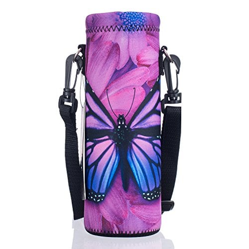 Book Cover AUPET Water Bottle Carrier,Insulated Neoprene Water Bottle Holder Bag Case Pouch Cover 1000ML or 750ML,Adjustable Shoulder Strap, Great for Stainless Steel and Plastic Bottles