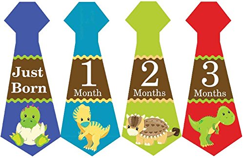 Book Cover Belly Doodles 16 Necktie Month Stickers Dinosaurs 6.6x2.5inch (1-12 Months)